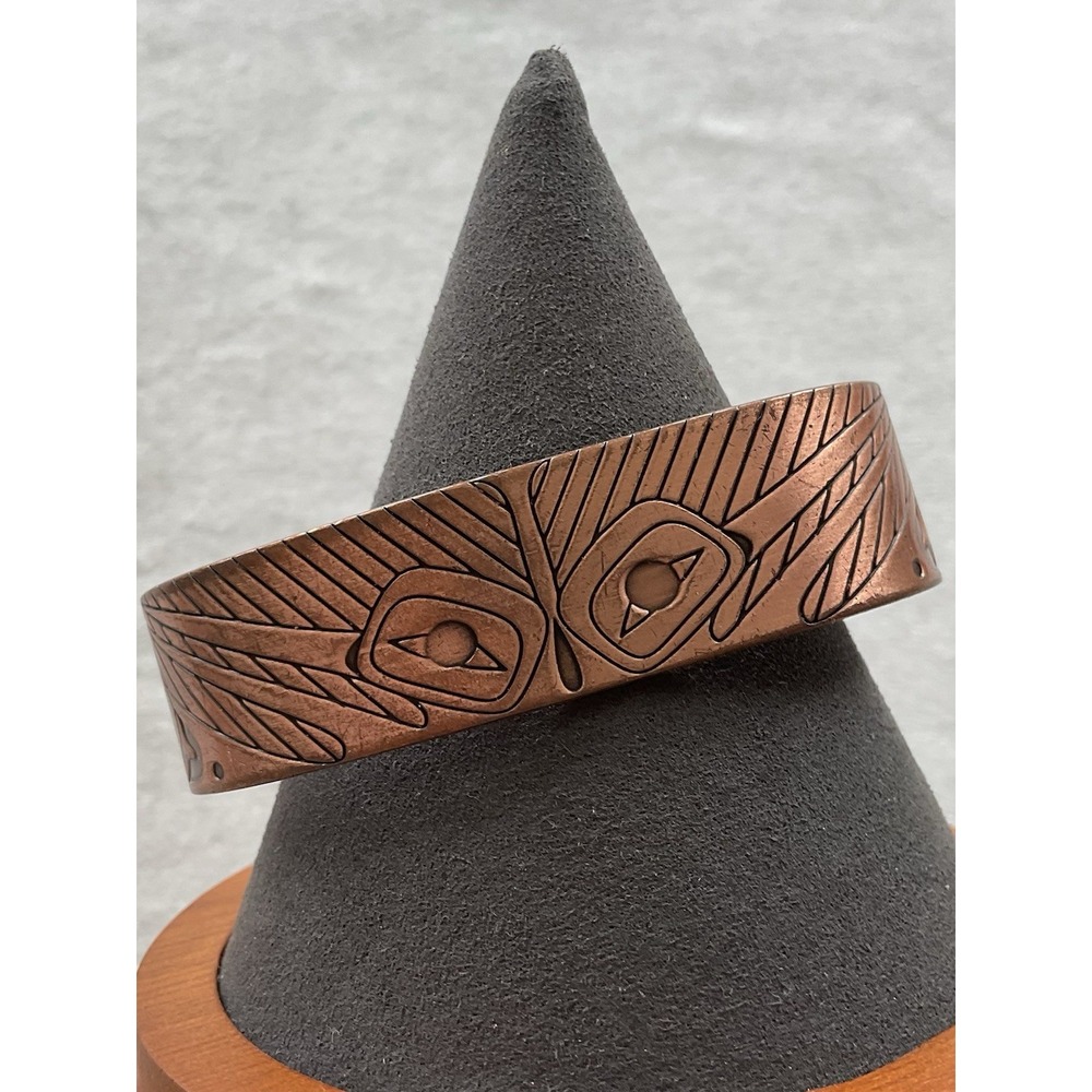 Hummingbirds By Gordon White Haida Native Copper Cuff Bracelet Estate Jewelry - Picture 7 of 7